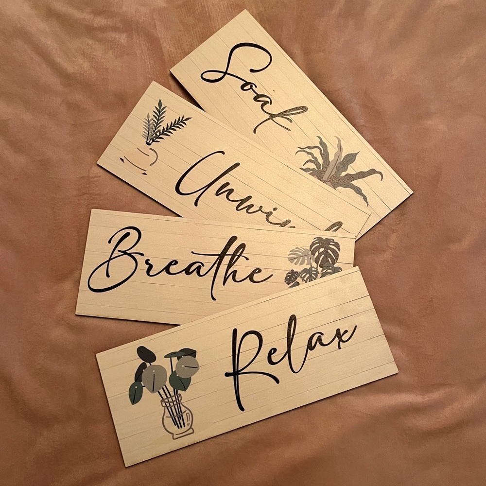 Set of Wooden Wall Art Signs with Inspirational Words
